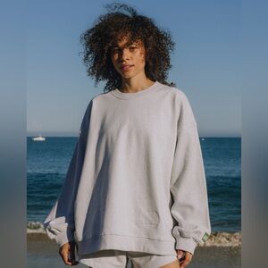 Daily Drills Heather Grey Oversized Fleece Crewneck